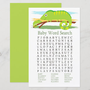 Chameleon Baby shower Word Recherche Jeu