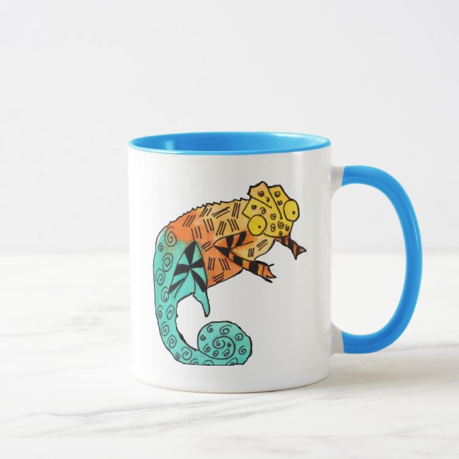Chameleon encre mignonne gosses mug (Droite)