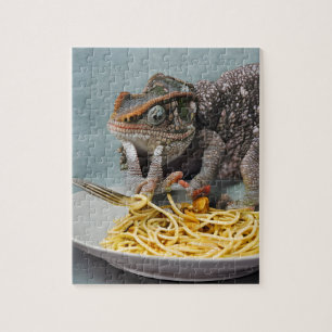 Chameleon Manger Spaghetti Jigsaw Puzzle