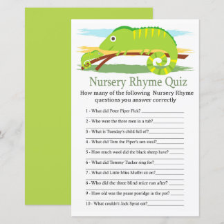 Chameleon Nursery Rhyme Quiz jeu de baby shower