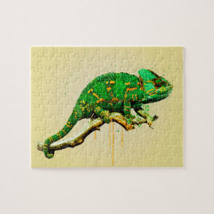 Chameleon voilé aquarelle Reptile puzzle