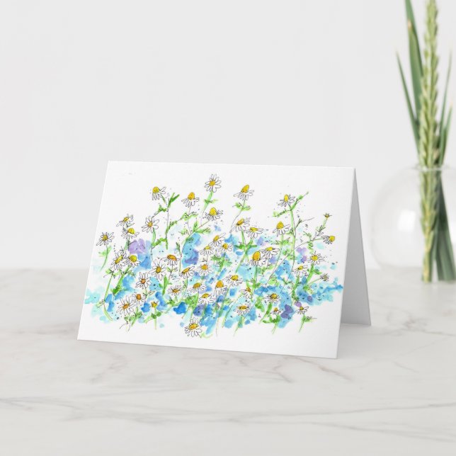Chamomile Daisy Garden Blond Note Carte Aquarelle (Devant)