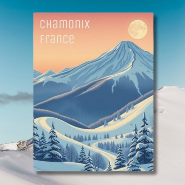 Chamonix France vacances ski moderne Carte postale (Créateur téléchargé)