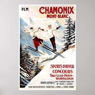 Chamonix Mont-Blanc 1910 AFFICHE IMPRIMÉE A5-A1 Fr