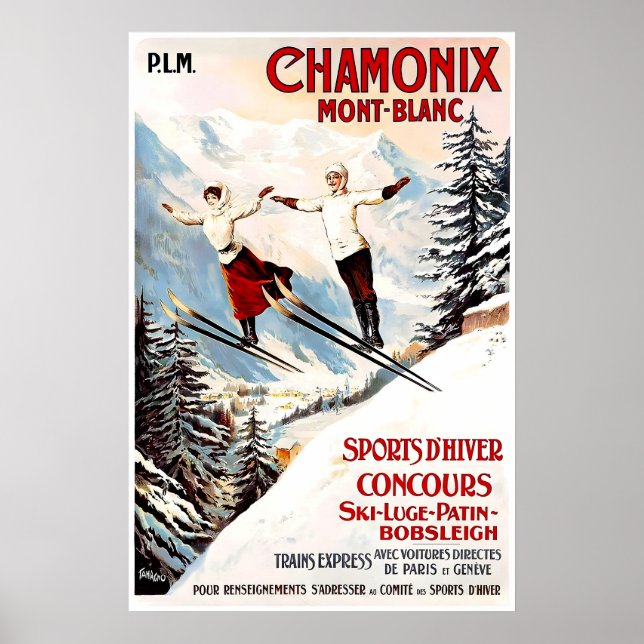 Chamonix Mont-Blanc 1910 AFFICHE IMPRIMÉE A5-A1 Fr (Devant)