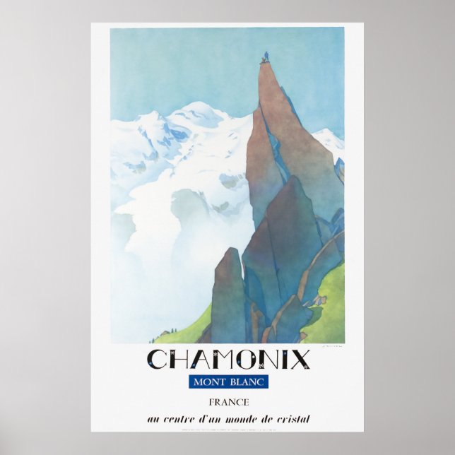 Chamonix, Mont-Blanc France, Affiche de ski de voy (Devant)