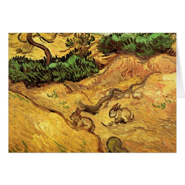 Champ avec deux lapins par Vincent van Gogh (Devant horizontal)