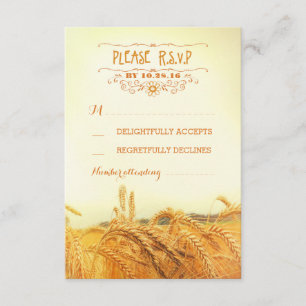 Champ de blé rustique épousant des cartes de RSVP