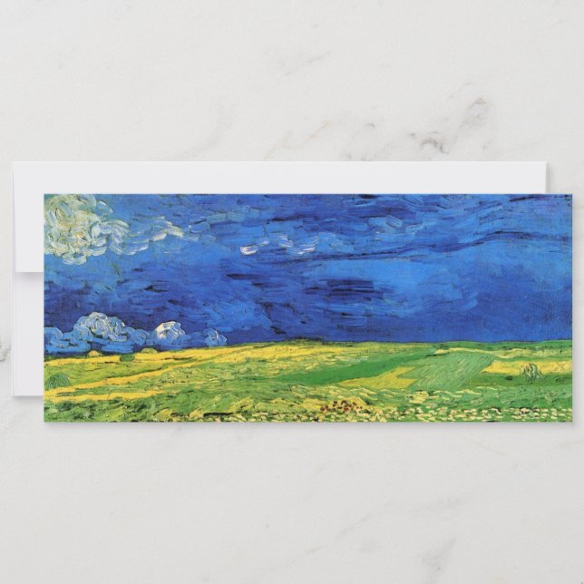 Champ de blé sous ciel nuageux par Vincent van Gog (Devant)