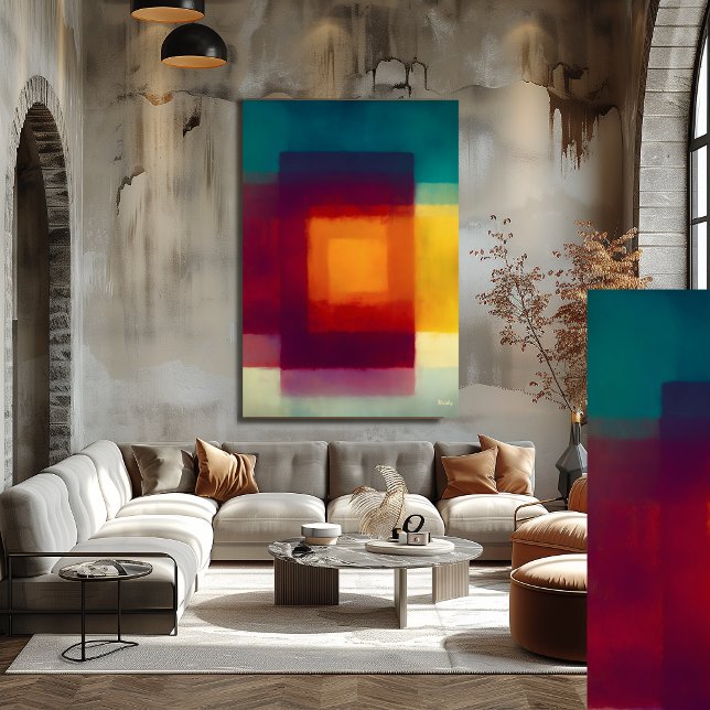 Champ de couleur ambre cramoisi Art mural abstrait (Créateur téléchargé)