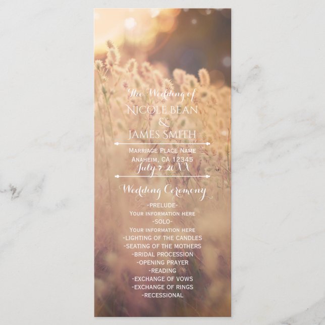 Champ de fleur Programme de Mariage campagnard rus (Devant)