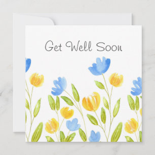 Champ de fleurs bleu jaune