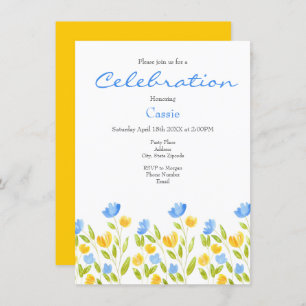 Champ de Fleurs Bleues Jaunes Invitation