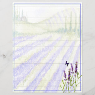Champ de lavande à l'aquarelle