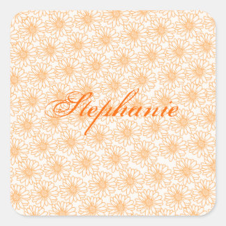 Champ de marguerites Stickers Carré, Fleurs orange