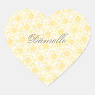 Champ de marguerites Stickers Coeur, Fleurs Jaunes