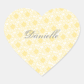 Champ de marguerites Stickers Coeur, Fleurs Jaunes