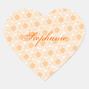 Champ de marguerites Stickers Coeur, Fleurs orange