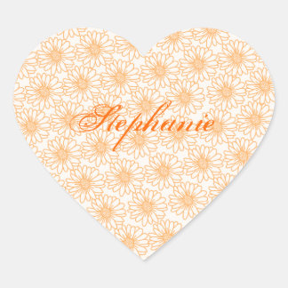 Champ de marguerites Stickers Coeur, Fleurs orange