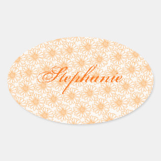 Champ de marguerites Stickers ovale, Fleurs orange