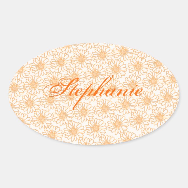 Champ de marguerites Stickers ovale, Fleurs orange (Devant)
