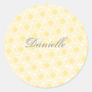 Champ de marguerites Stickers ronds, Fleurs Jaunes