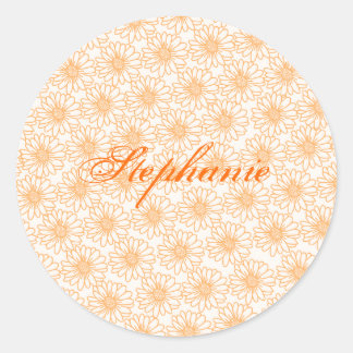 Champ de marguerites Stickers ronds, Fleurs orange