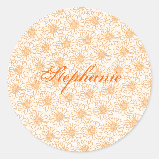 Champ de marguerites Stickers ronds, Fleurs orange (Devant)