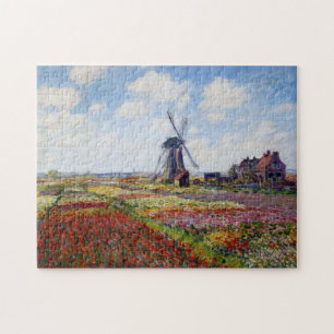 Champ de Monet des tulipes avec le puzzle de