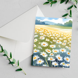 Champ de pâquerettes Carte florale de prairie fl