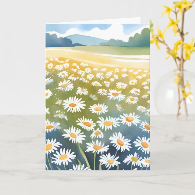 Champ de pâquerettes | Carte florale de prairie fl (Fleur jaune)