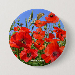 Champ de pavot coloré Badge Rond De 7,5 Cm