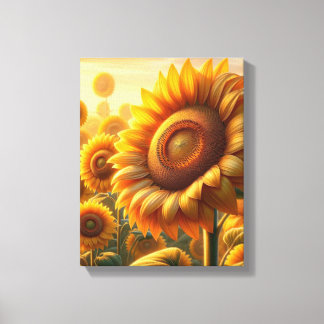 Champ de Tournesols Dorés Vibrants Toile Art Mural