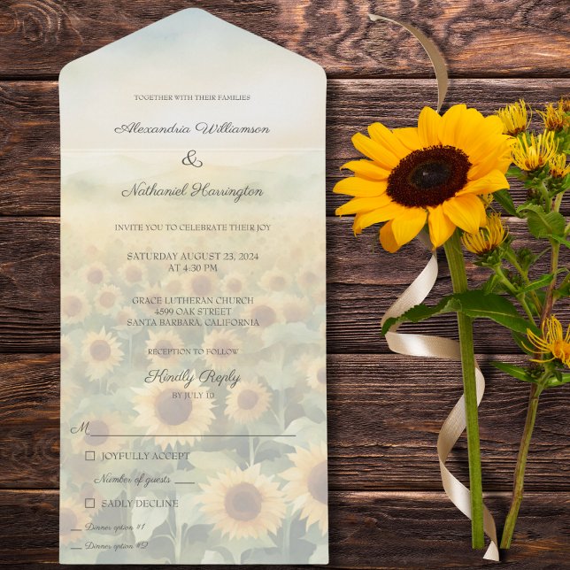 Champ de tournesols tout en un mariage Invitation (Créateur téléchargé)