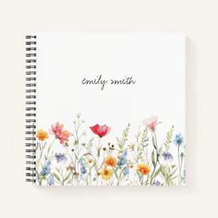 Champ Fleur sauvage aquarelle Carnet personnalisé