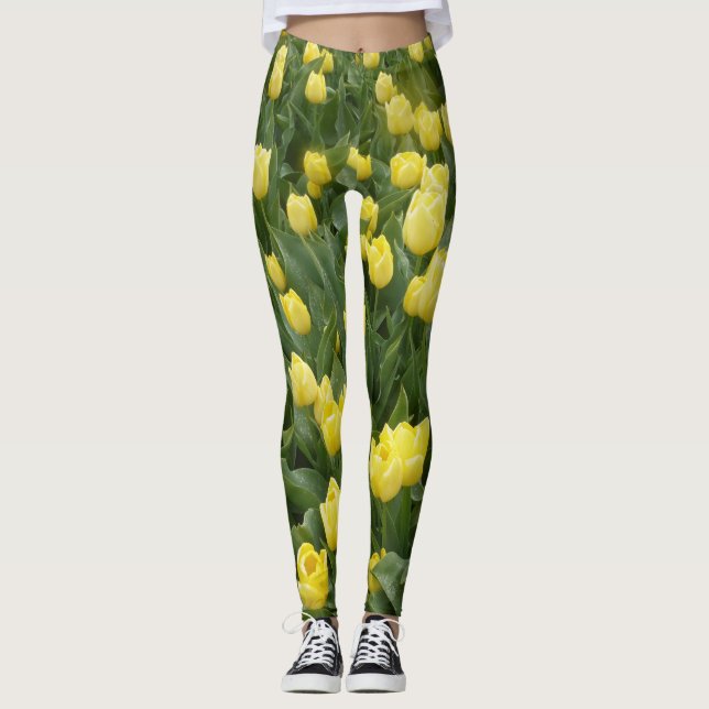 Champ jaune Legging de tulipes (Devant)