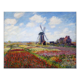 Champ Monet de tulipes avec impression de moulin à