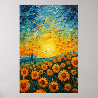 Champ plein de fleurs de soleil Poster ArtImprimer