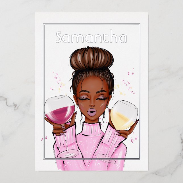 Champagne Anniversaire Foil Invitation (Recto)