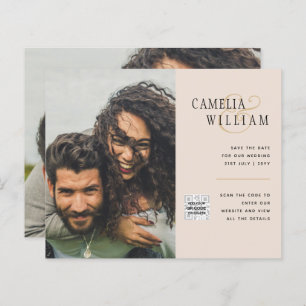 Champagne Blush PHOTO Faire-part de mariage QR Cod