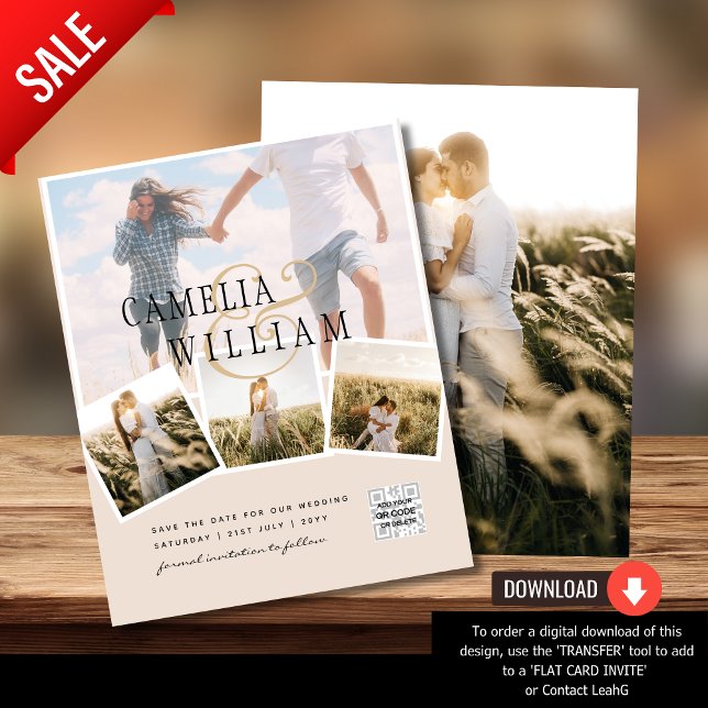 Champagne Blush PHOTO Save the Date QRcode Site we (Créateur téléchargé)