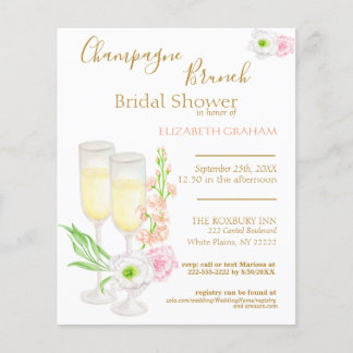Champagne Brunch Bridal Douche Budget d'invitation