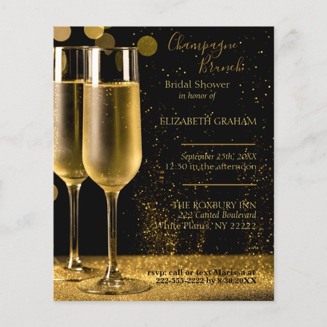 Champagne Brunch Bridal Shower Invitation Budget (Devant)