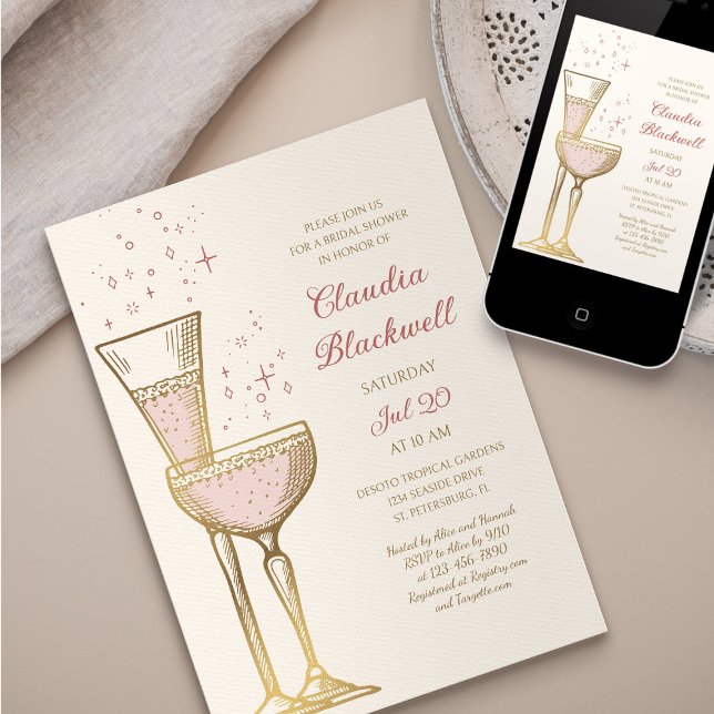 Champagne Brunch Invitation de la douche nuptiale (Créateur téléchargé)