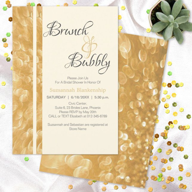 Champagne Bubbles Brunch Bubbly Invitation (Créateur téléchargé)
