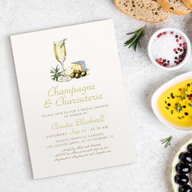Champagne Charcuterie Brasserie Invitation Douche (Créateur téléchargé)