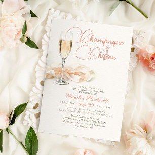 Champagne Chiffon Lingerie Douche Invitation