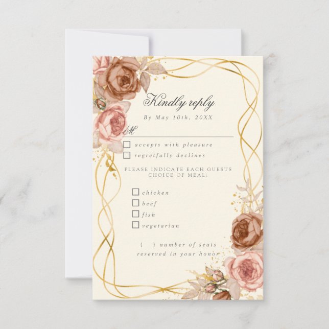 champagne d'aquarelle roses RSVP avec choix de rep (Devant)