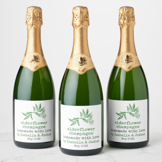 Champagne de sureau fait avec amour étiquette (Bouteilles)