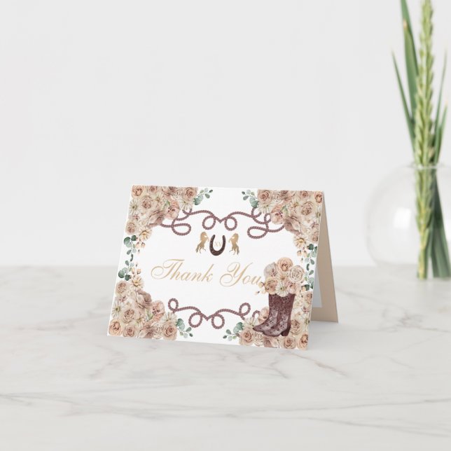 Champagne d'or Quinceanera Carte de remerciements (Devant)